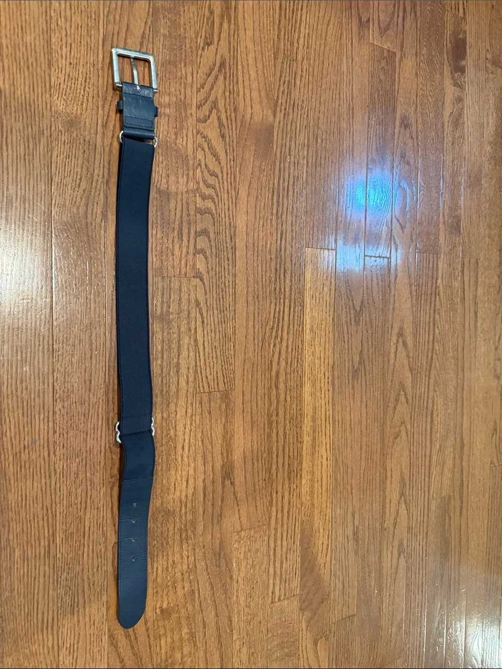 Kids Adjustable Navy Elastic baseball Belt with Silver Buckle